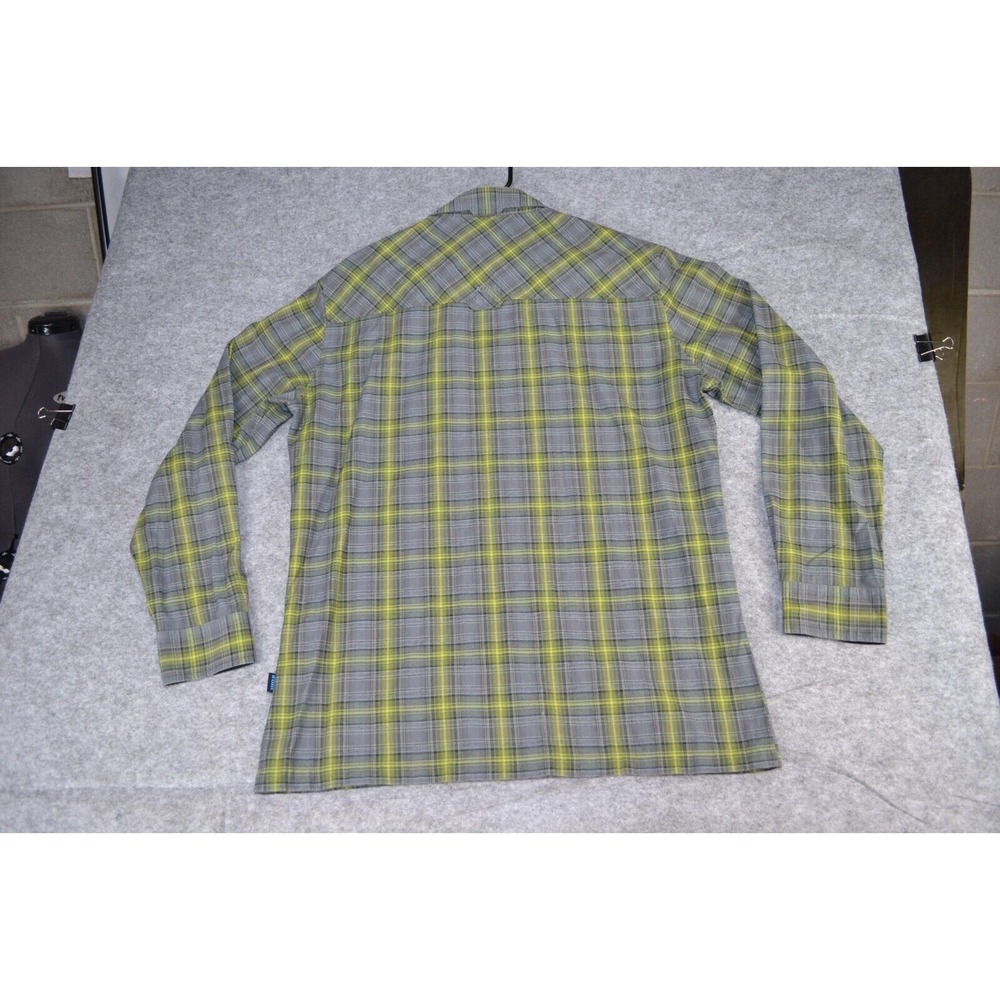 Kuhl Mountain Crown Shirt Mens L Lime Gray Plaid Long Sleeve Classic Button-Up - Picture 2 of 16